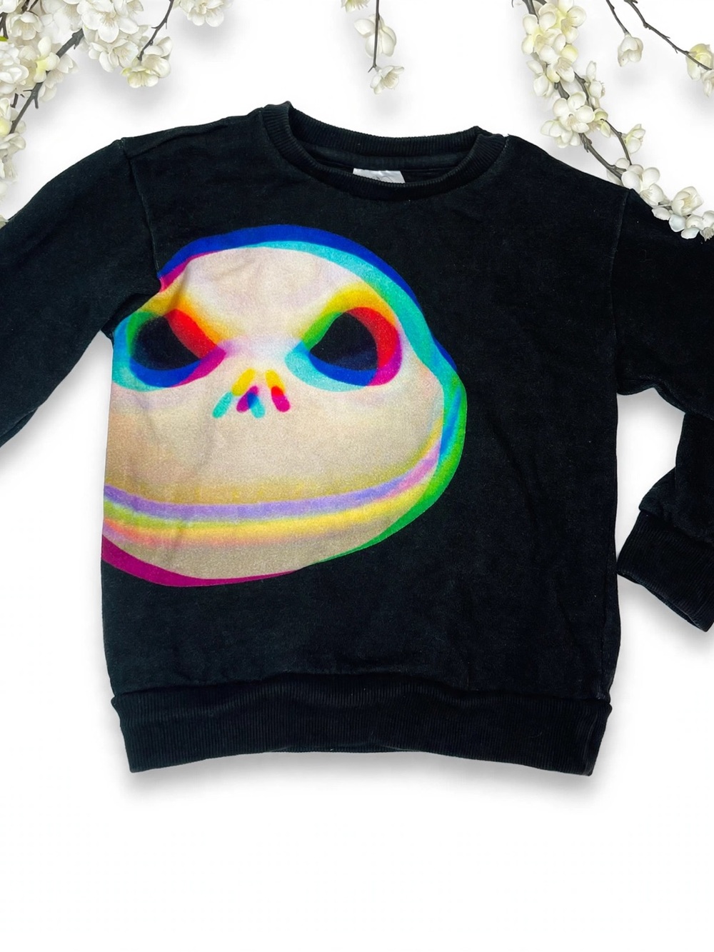 Disney Black Sweatshirt with Rainbow Skull Graphic